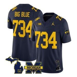 Mens Kids Youths 734 Big Blue Navy Stitched Jersey Vapor